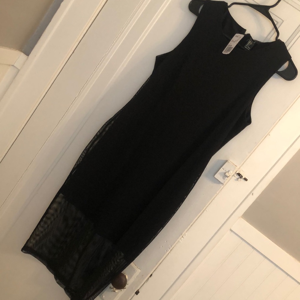 Formal black dress with mesh over lay